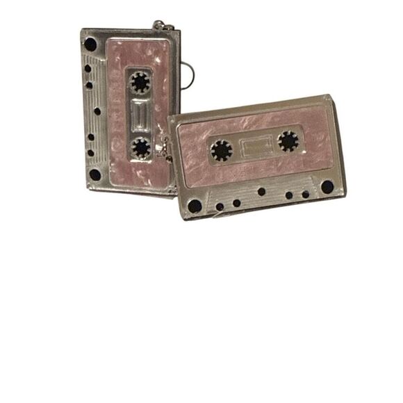 Pink Cassette Tape Drop Earrings - Picture 1 of 6
